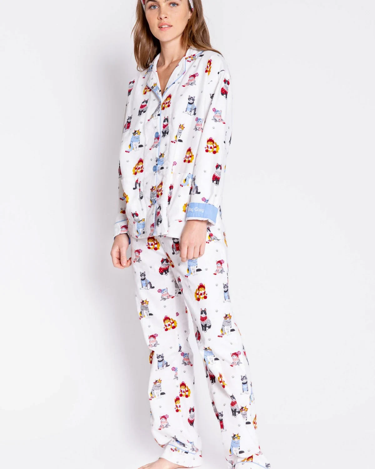 PJSawage autumn and winter warm thickened brushed pajama set, soft, styled view