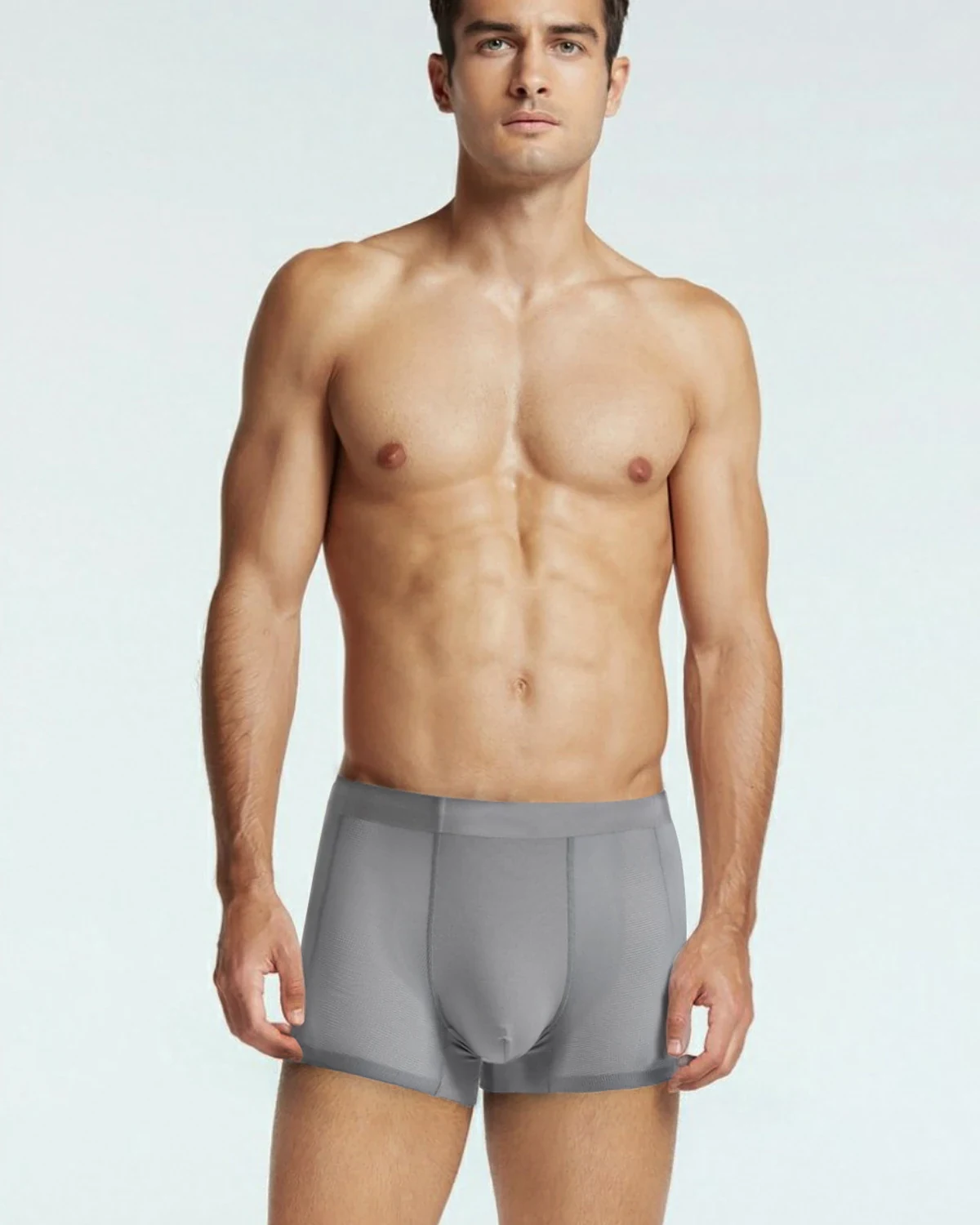 60S Modal Mulberry Silk Blend Gusset Mesh Quick-Dry Men's Boxer Briefs, styled view
