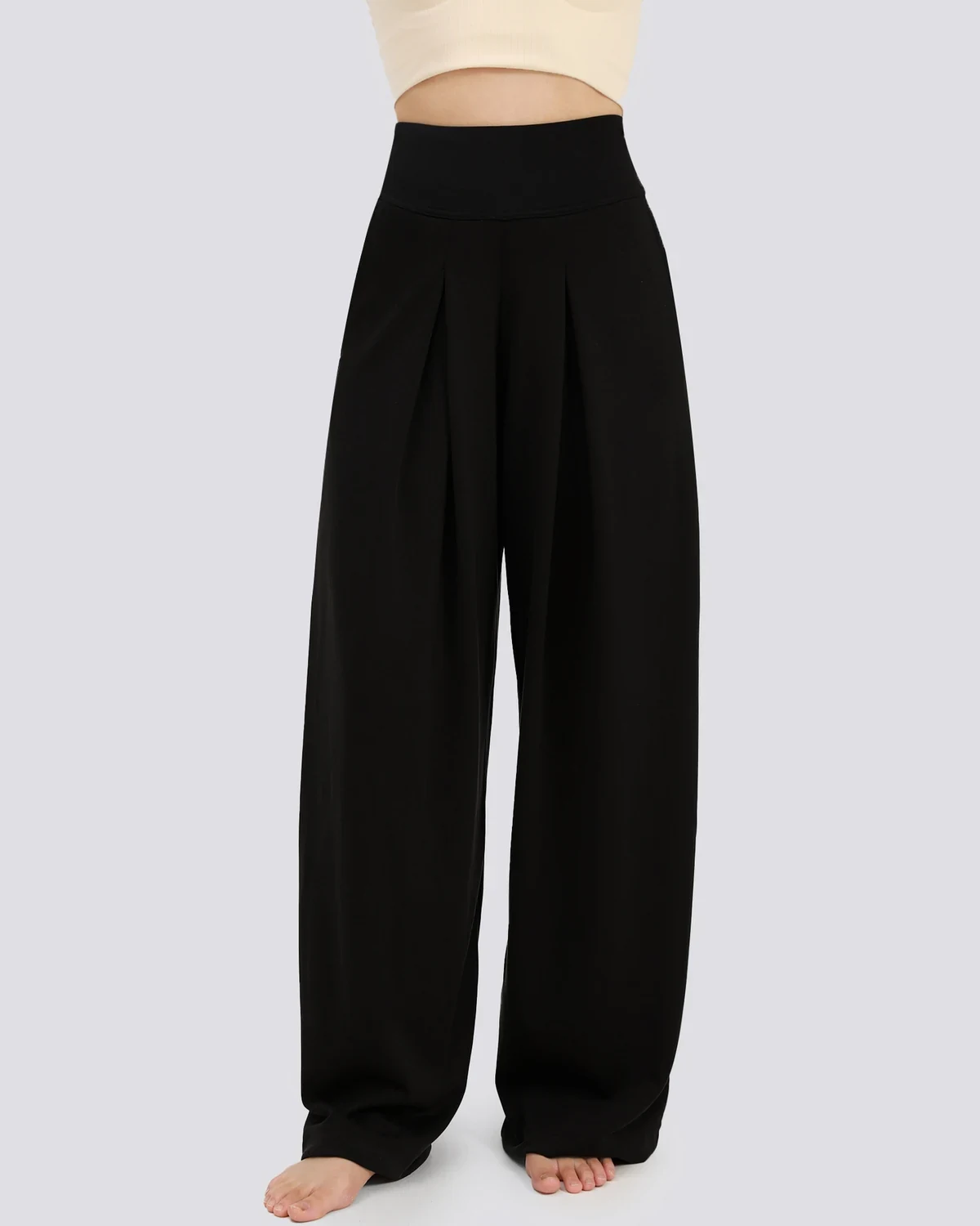 Airy High-Waist Slimming Wide-Leg Pants , Loose Drapey Soft Straight-Leg, styled view