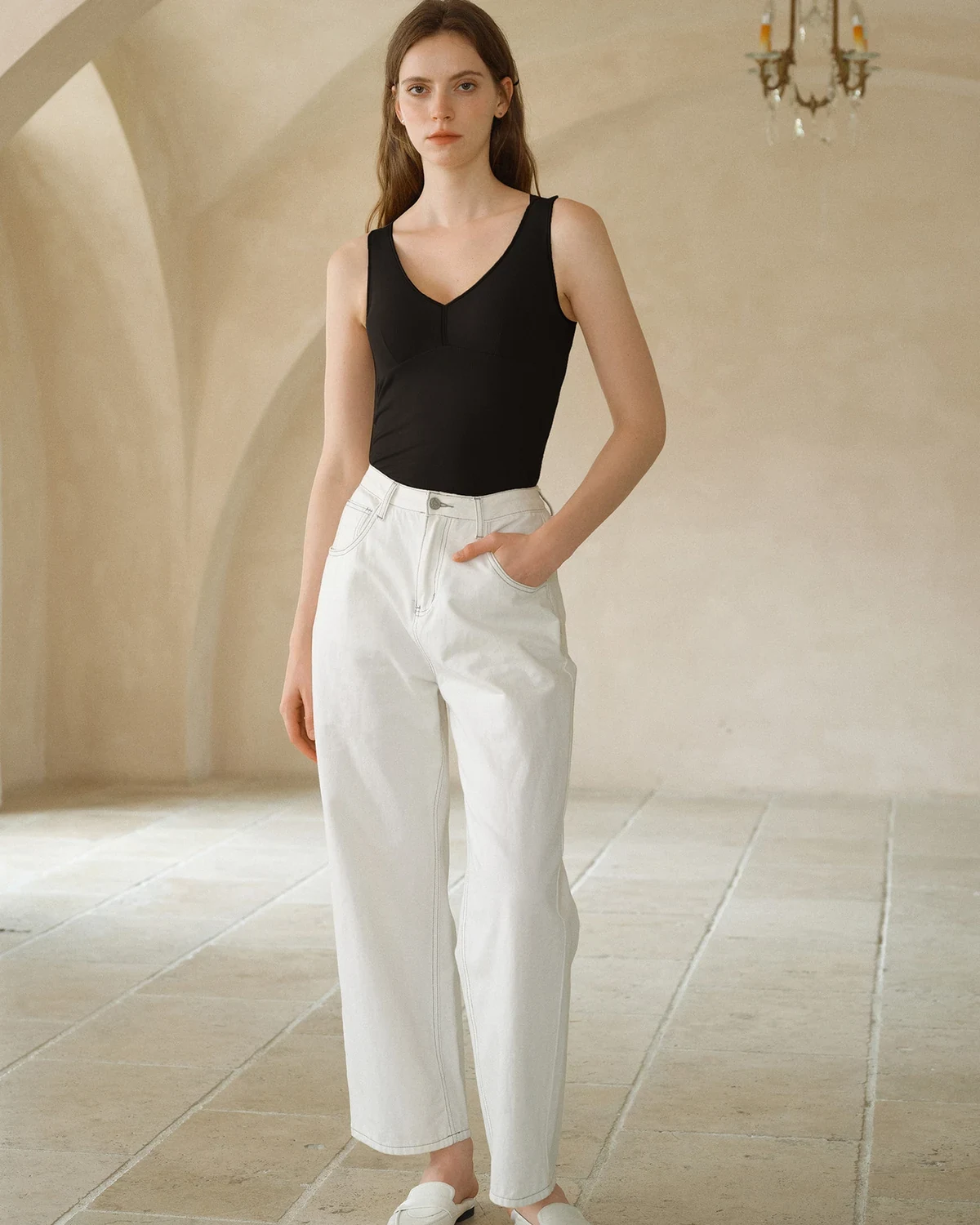 Brushed silk-blend thermal women's camisole with chest pads, autumn and, styled view