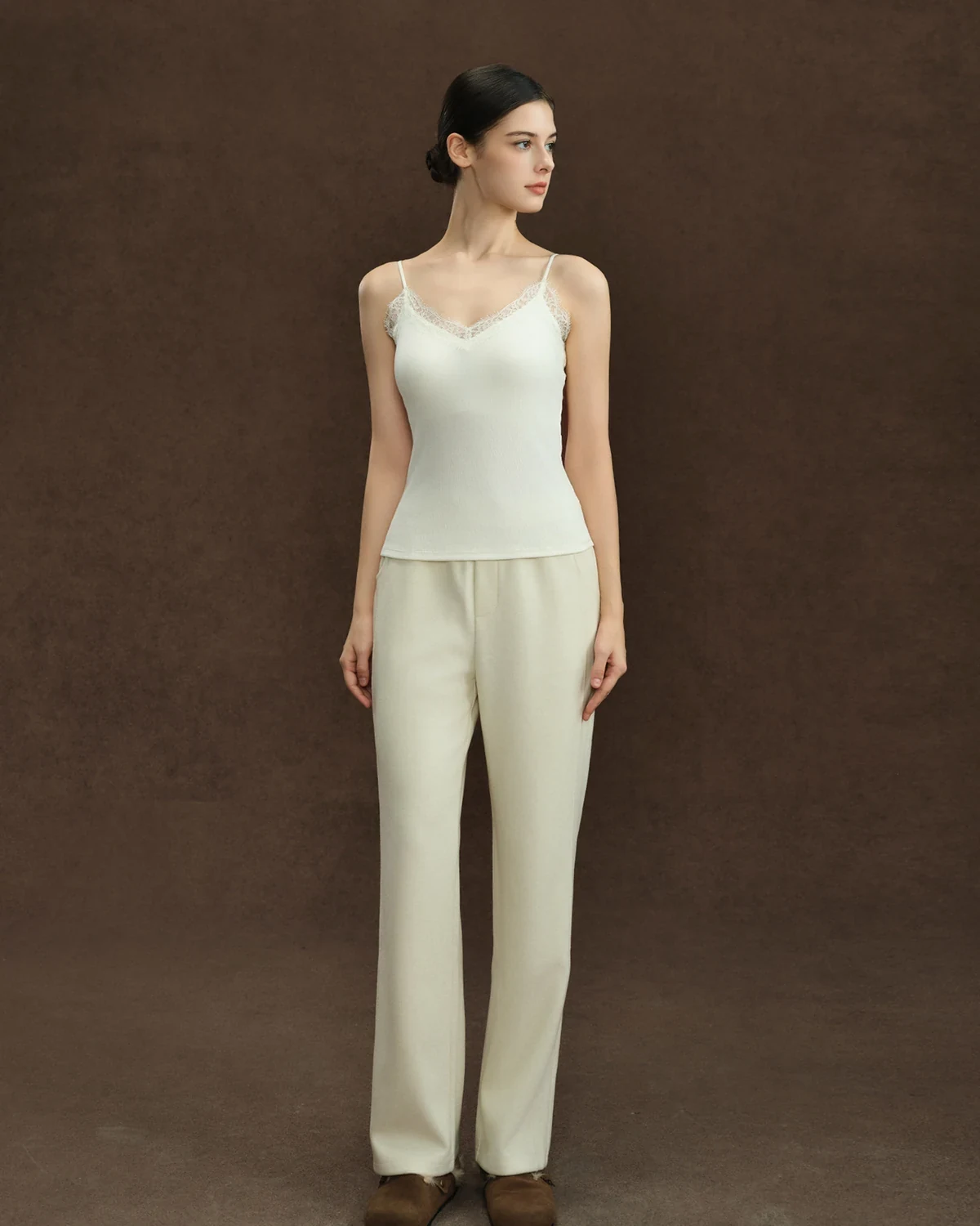 90S Modal Long-Staple Cotton Merino Wool Thermal Tank , Padded Lace, styled view